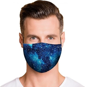 Masque facial réutilisable à 3 plis avec imprimé bleu galaxie, masque en tissu unisexe avec boucles pour les oreilles, pour un usage quotidien - Product Image 4