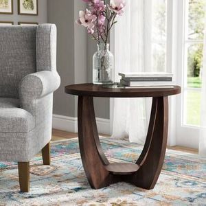 Table d'appoint ethnique en bois, inspirée de l'artisanat traditionnel, avec une construction solide et un ton de bois riche - Product Image 3