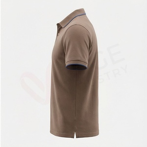 Chemise décontractée pour homme en piqué 100 % polyester bleu marine à manches courtes, respirante, infroissable, coupe classique, design tricoté uni - Product Image 3