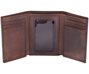 High-Quality Custom Logo Short <b>Trifold</b> Leather <b>Wallet</b> Business Multi Card Wholesale Genuine Leather <b>Wallets</b> - Product Image 1