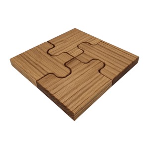 Unique Puzzle Oak Wood Coasters Eco-Friendly Jigsaw <b>Square</b> Wood Cup Mat <b>Set</b> Housewarming Novelty Gift Bar Drinkware Accessories - Product Image 1