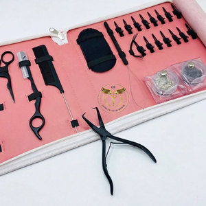 Professional Hair Extension Tool Kit – Pink Case Complete Salon Set with Micro Ring <b>Beads</b> Pliers <b>Needle</b> Threader Clips Scissors - Product Image 3