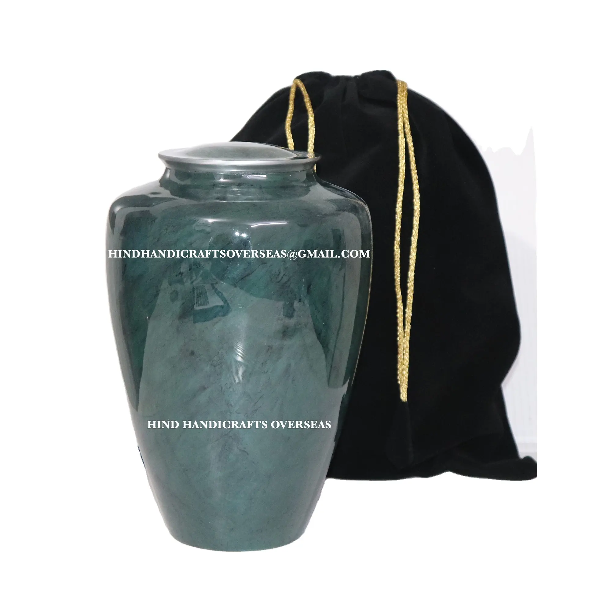 Urna de ceniza funeraria para hombres y mujeres adultos, piedra verde de aluminio, acabado, restos humanos, fabricante