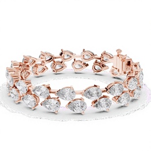 18K <b>Solid</b> <b>Gold</b> Pear Shape Diamond Bracelet 26.52ct Genuine Diamond Luxury Statement Bracelet 20.35g Fine Jewelry Women Wholesale - Product Image 1