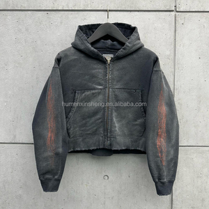 Nuevos Conjuntos de Sudadera con Capucha y Pantalones de Chándal para Hombre, Personalizados por Fabricantes de Ropa, de 500 g/m², con Cremallera, Efecto Desgastado y Lavado Ácido - Product Image 4