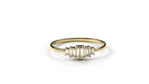 18K Gold Minimalist Graduated Baguette Cut Diamond <b>Ring</b> For Women Baguette Cluster <b>Ring</b> Dainty Multi Stone <b>Stacking</b> Band - Product Image 1