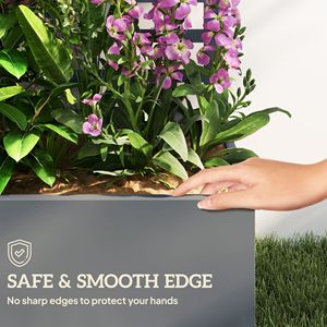 Fioriera Rialzata Grigia Zincata 43 X 16 X 70 con Traliccio per Piante Rampicanti e Ortaggi - Product Image 6