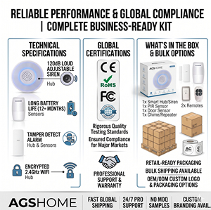 Kit d'alarme de sécurité domestique intelligent WiFi, système d'alarme anti-intrusion sans fil avec capteur de mouvement et de porte - Product Image 4