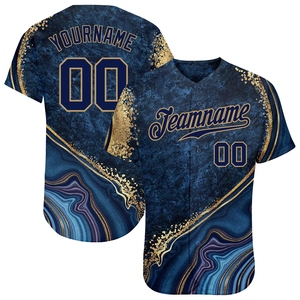Wholesale Best Selling OMMIZ INDUSTRY Custom Navy Navy-Old Gold 3D Pattern Design <b>Marble</b> Authentic Baseball Jersey - Product Image 1