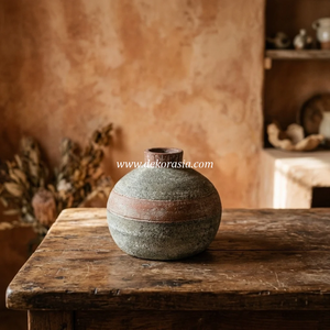 Jarrón de Cerámica Rústico Color Gris Mate Rojizo, Maceta Esférica para Mesa, Exportador Mayorista - Product Image 2