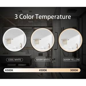 Specchio Armadietto Medicinali a LED in Metallo Nero 24x24 da Parete Antiappannamento con Luce a 3 Colori per Bagno - Product Image 2