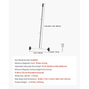 Separatore Magnetico Leggero da 17 Pollici con Ruote, Capacità di Carico 10 Libbre, Manico Regolabile, Spazzatrice Magnetica per Raccogliere Oggetti - Product Image 6