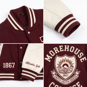 Blouson universitaire personnalisé pour homme avec corps en laine Melton, manches en cuir et broderie – Style streetwear, blouson de baseball universitaire – Fournisseur OEM - Product Image 4