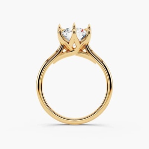 Anillo de Compromiso Solitario con Diamante Cultivado en Laboratorio, Certificado IGI, Seis Puntas, Diseño Minimalista, Oro 10K 14K 18K, Plata 925 935 - Product Image 2