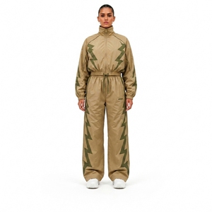 Black Nylon Training Tracksuit <b>Set</b> with Zip Jacket and Track Pants for Sports Fitness Running Gym Workout and Outdoor Wear - Product Image 1