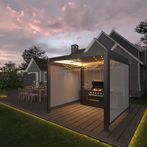 Tenda Parasole Elettrica a Lamelle con Luce LED e Telecomando, Tapparelle Multifunzione per Patio, Pergola e Gazebo - Product Image 2