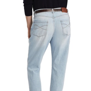 Jeans Slim pour hommes personnalisés, mode décontractée, Style Hip Hop, braguette légère à fermeture éclair frontale plate, tissu en toile personnalisée, vente en gros - Product Image 2