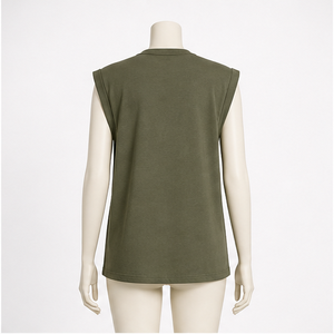 Camisa de algodón para mujer con manga casquillo, corte holgado y cuello redondo - Product Image 5