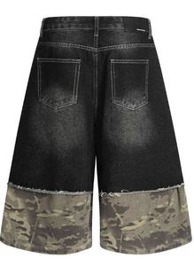 Shorts en jean décontractés pour hommes, motif camouflage vintage, taille mi-haute, en coton écologique, vêtements d'été, vente en gros, directement de l'usine, pas cher - Product Image 2