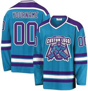 Vêtements de hockey sur glace 100% polyester respirant, antibactériens, avec broderie 3D, logo sur le devant, impression personnalisée, maillots de hockey sur glace personnalisés - Product Image 3