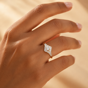 Round Brilliant Diamond Wedding <b>Ring</b> Vermeil Yellow <b>Gold</b> Engagement <b>Ring</b> Side Stone Baguette Proposal Moissanite <b>Ring</b> - Product Image 4