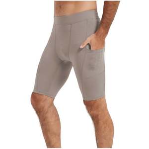 Shorts de sport pour hommes en nylon et élasthanne avec logo personnalisé, taille élastique, séchage rapide, coupe mi-haute, style cycliste - Product Image 2