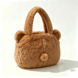 Custom <b>Cute</b> Plush <b>Bear</b> Handbag for Kids Soft Furry Brown Animal Bag with Big Eyes and Ears Unisex 11-30cm PP Cotton Filled Party - Product Image 6