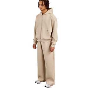 Men's Casual Hooded Full <b>Zip</b> Hoodie with Wide Leg <b>Trousers</b> Two Piece Relaxed Tracksuit Drawstring Waist Long Sleeved Lounge Sets - Product Image 6