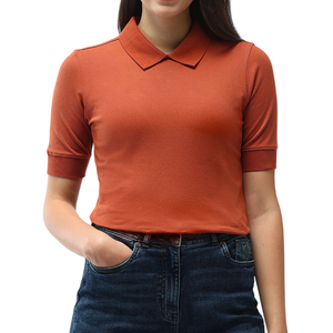 Chemises polo à manches courtes pour femmes, élégantes, avec col rabattu, en tissu de coton doux, pour un style décontracté ou professionnel ou pour porter comme un polo - Product Image 4