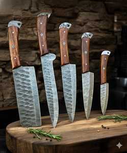 Cuchillo de Chef Hecho a Mano de Acero 440C con Mango de Madera de Palisandro, Hoja de 7 Pulgadas, Cuchillo de Cocina Profesional con Filo Afilado, Herramienta de Corte Duradera - Product Image 5