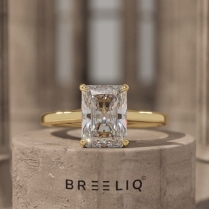 Bague de fiançailles solitaire en or 14 carats avec diamant taille radiant de 2 carats, bague classique à 4 griffes en or blanc, bijoux OEM - Product Image 4
