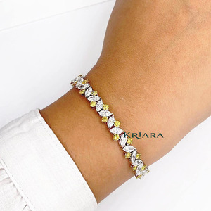 Bracelet pour femme en or massif 18 carats S925 avec diamants de laboratoire taille marquise et diamants jaunes – Luxe et usage quotidien - Product Image 1