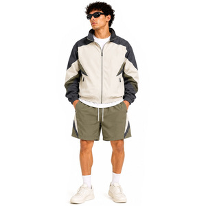 Custom Nylon Tracksuit <b>Wind</b> <b>Breaker</b> Zip up Hoodie and Shorts Set Plain Windbreaker Short Set Men Windbreaker Tracksuit Set - Product Image 5