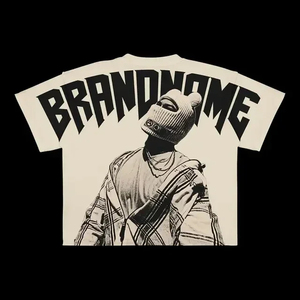 Camiseta OEM para hombre de alta calidad, 100% algodón, diseño divertido de Halloween, estampado con caracteres chinos, cuello redondo. - Product Image 5