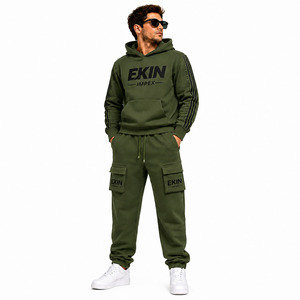 Conjunto de Sudadera con Capucha y Pantalones Deportivos Unisex con Logotipo Personalizado, Franja Lateral, Felpa Gruesa, Transpirable y de Secado Rápido, 2 Piezas - Product Image 3