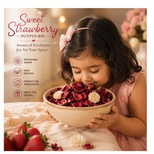 Pot-pourri de fraises naturelles, fleurs séchées, parfum d'ambiance pour la maison, remplissage décoratif pour bol - Product Image 2