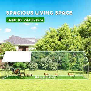 Grande Pollaio in Metallo con Copertura Impermeabile, Barra per il Riposo e Nido, 9.8 X 19.7 X 6.4 Pollici, Gabbia per Animali - Product Image 4