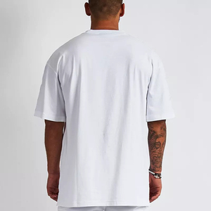 T-shirt en coton noir surdimensionné pour homme, col roulé, manches courtes, couleur unie, jersey tricoté, écologique, respirant, coupe ajustée - Product Image 5