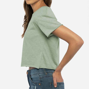 Camiseta Corta de Cuello Redondo y Color Sólido para Mujer, Ajustada, de Punto Acordonado, Básica, Informal, para Verano - Product Image 6