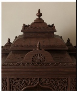 Big Size Traditional Modern Swaminarayan Temple <b>Mandir</b> Classic Carved Teak Wood Waterproof Dark Brown Handcrafted Hindu Puja USA - Product Image 6