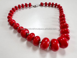 Collar de cuentas gruesas de Estilo Vintage hecho a mano, diseño de cuentas de resina redondas elegantes, forma de gancho duradera para regalos de aniversario - Product Image 4