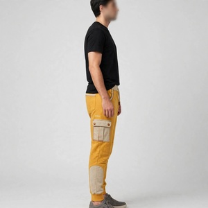 AMKOOR Pantalon de jogging jaune pour homme, taille élastique, cordon de serrage, poches latérales, décontracté, respirant, léger, en élasthanne, couleur - Product Image 5