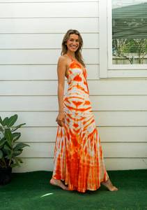 Robe Maxi Tie Dye personnalisée avec motif solide Style mignon tissé taille longues manches douces exportateurs de vacances de haute qualité! - Product Image 4