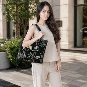Sac fourre-tout matelassé en coton écologique réutilisable à motif léopard, personnalisable avec logo, poignées renforcées, pour le shopping - Product Image 3