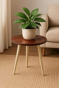 Table d'appoint ronde, petite table d'appoint pour salon, table d'appoint moderne en bois avec pieds en bois pour petit espace - Product Image 2