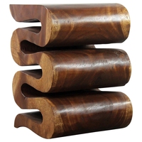 Table basse moderne en bois sculpté, design courbé, en bois de Suar massif, écologique, durable, artisanale, forme unique, mobilier pour la maison