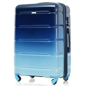 Set portabagagli USB da 20 pollici con supporto per portabicchieri blu gradiente certificato compagnia aerea con ruote a Spinner a guscio rigido ABS + PC - Product Image 2