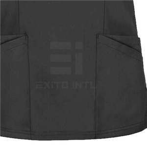 Jogger <b>Scrub</b> Set Women Black V Neck Stretch Top 4-Way Spandex Woven Breathable Pocket Pants Nurse Dental Vet Hospital Uniform - Product Image 4