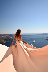 Flying Beige Satin Silk Maxi Gown Natural Waistline Eco-Friendly <b>Long</b> Flowing Designer High Fashion Evening <b>Party</b> Womens <b>Dress</b> - Product Image 3