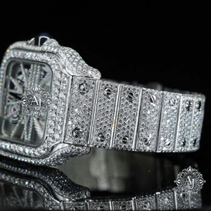 Montre mécanique de luxe AFAR JEWELS, style vintage, squelette carré, moissanite, mouvement ETA, pour homme et femme, 40 mm, acier inoxydable, haute qualité - Product Image 3
